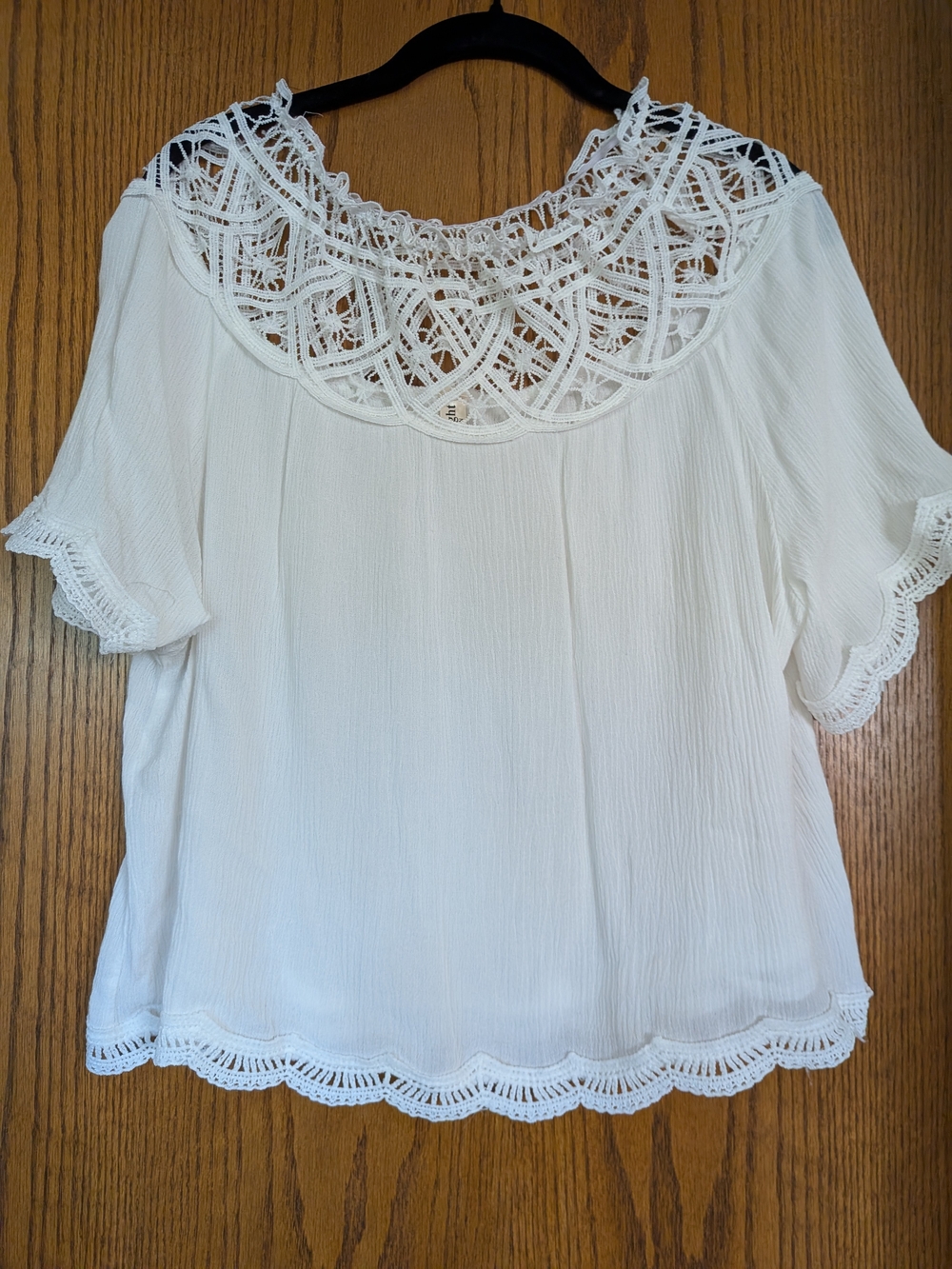 Women's White Lace Yoke Blouse